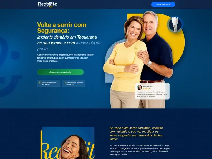 Site da Reabilite Odonto, clínica de implantes dentários em Taquarana (AL), criado pela Agência Conect